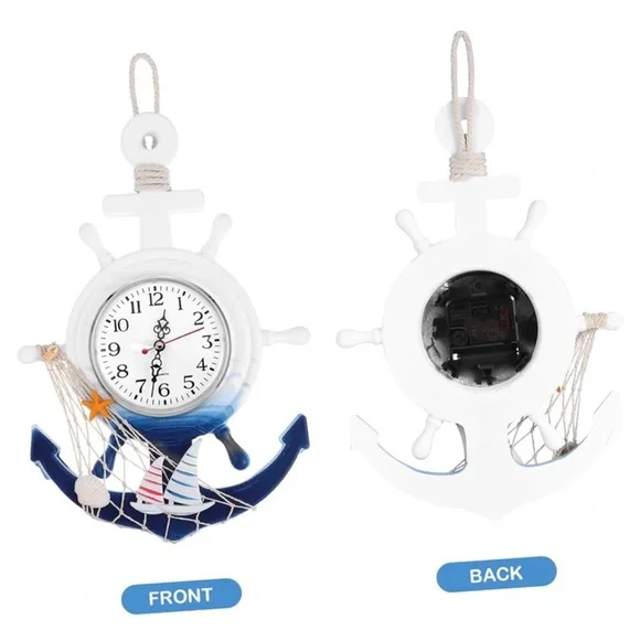 NWOT Nautical Blue and White Anchor Wall Clock - Picture 8 of 10
